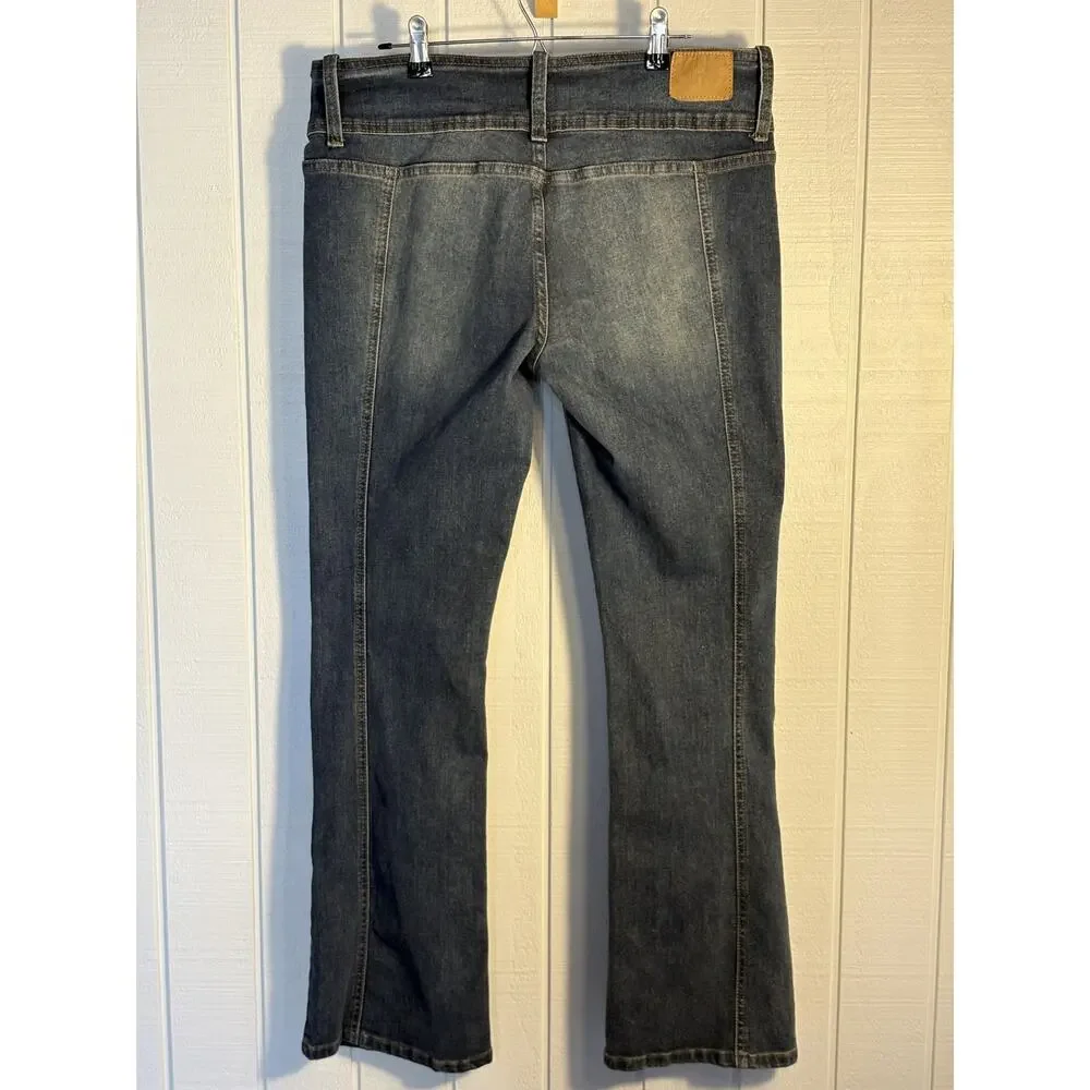 Simple Society Women's 13/31 Flare Jeans Low Rise Stretch Y2K 70s Retro Denim